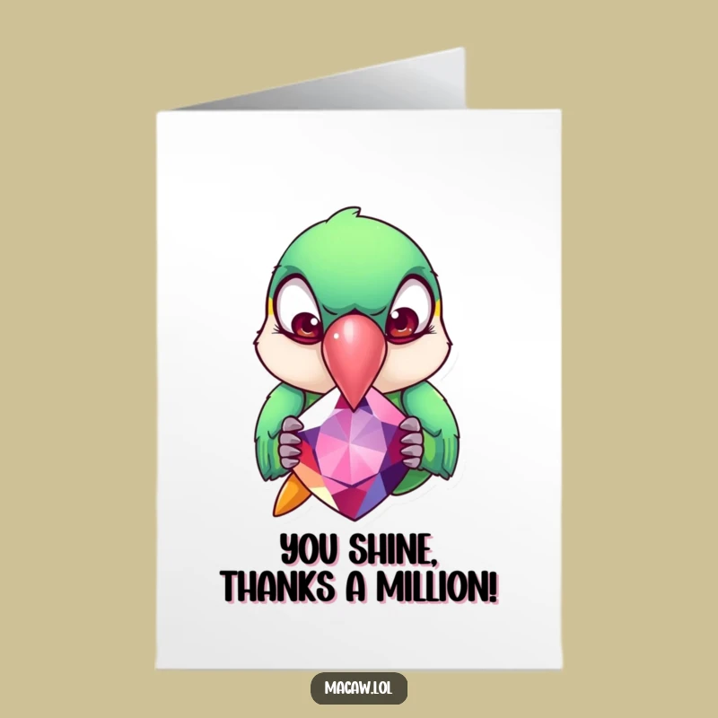 Free Printable Thank You Card: Stressed Macaw & Gems, Downloadable Gift!