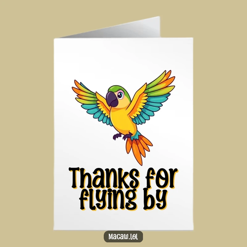 Free Printable Thank You Macaw Card: Colourful Flight, Funny Downloadable Gift