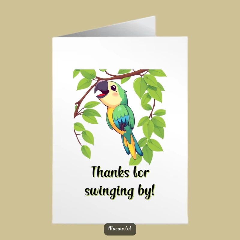 Free Printable Macaw Thank You Card: Swinging Gratitude, Loudly Singing Downloadable Gift