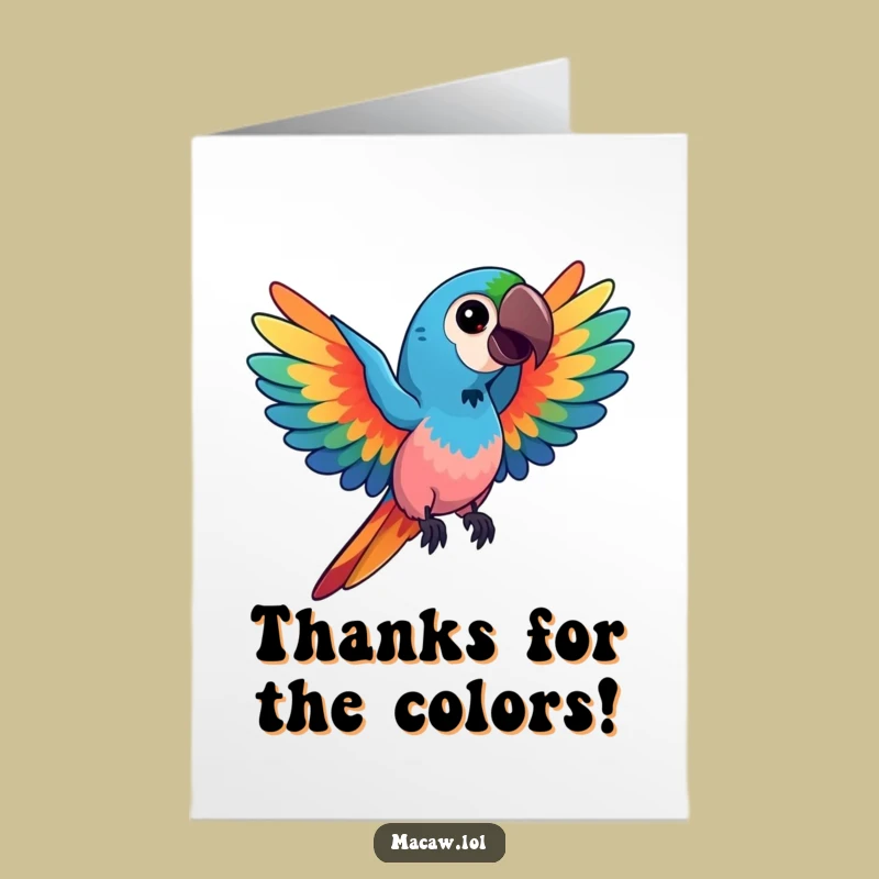 Free Printable Thank You Card: Kawaii Macaw Vibrant Wings Funny Downloadable Gift
