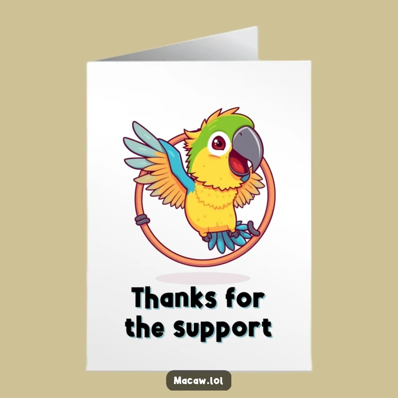 Free Printable Thank You Card: Funny Ruffled Macaw Hoop Jump Gift