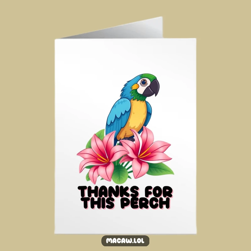 Free Printable Funny Macaw Thank You Card: Dramatic Bird Downloadable