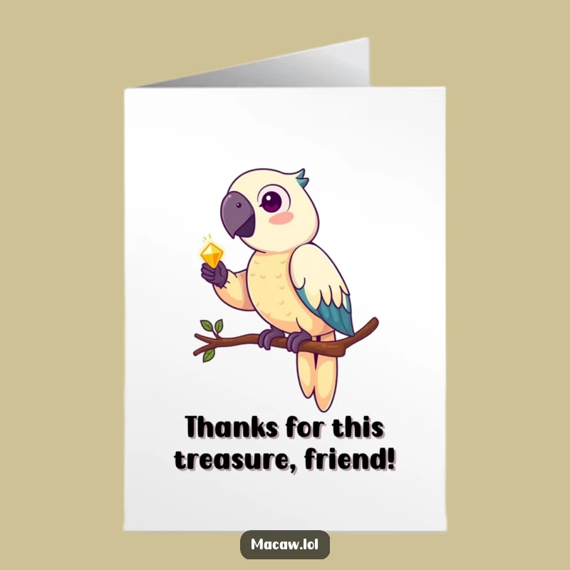 Free Printable Thank You Card: Funny Macaw's Shiny Gift - DIY