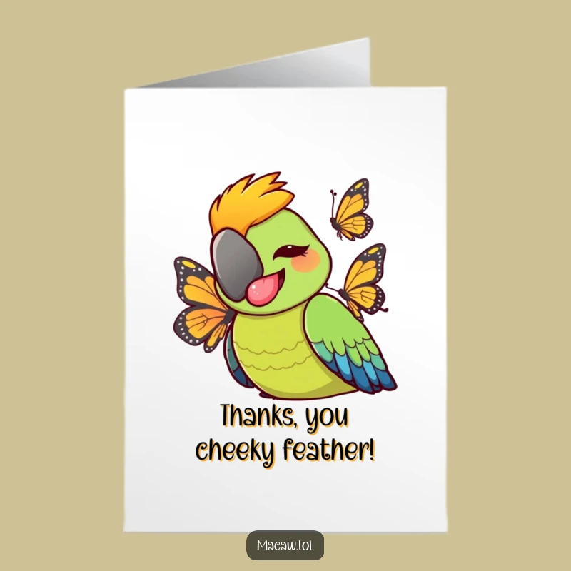 Free Printable Thank You Card: Cheeky Macaw - Funny Download!