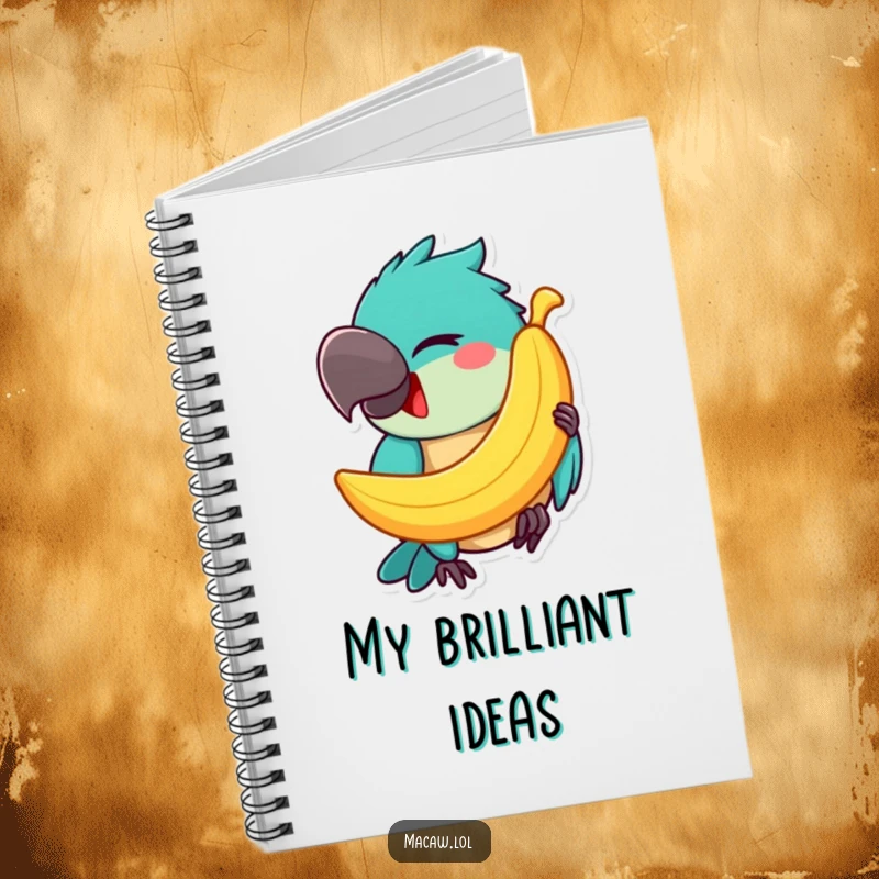 Funny Macaw Notebook: A happy macaw winks while balancing a banana on its beak, a delightful companion for notes and ideas.
