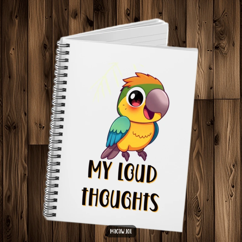 Funny Macaw Notebook: A vibrantly colored macaw bird with large, curious eyes squawks happily, ready for your notes.