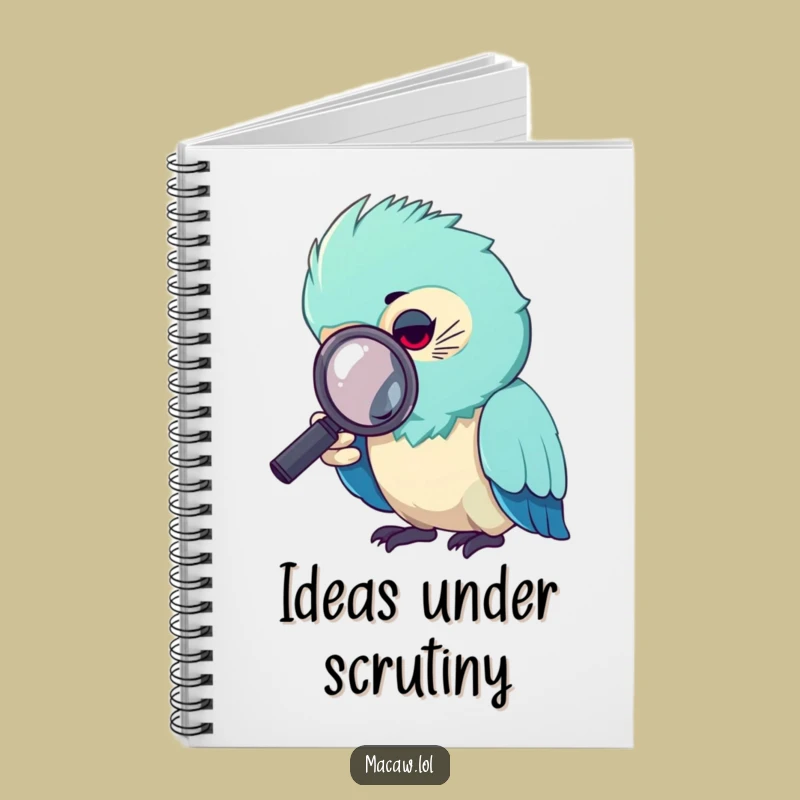 Funny Curious Macaw Magnifying Glass Notebook: Detective Bird Journal Funny Gift