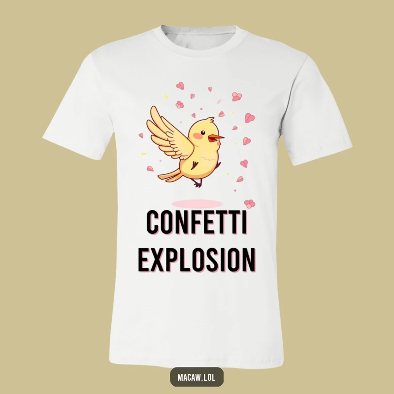 Funny Confetti Bird Shirt: Flower Petal Party, Playful and Hilarious Tee