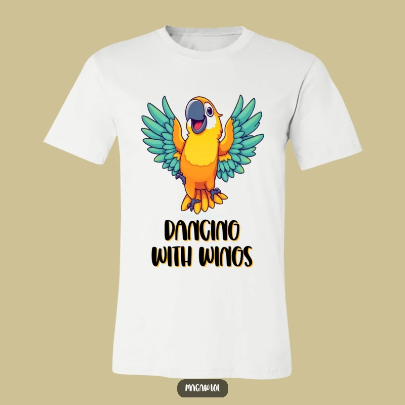 Funny Dancing Macaw Tee: Wear Your Vibrant Spirit with Joyful Flair
