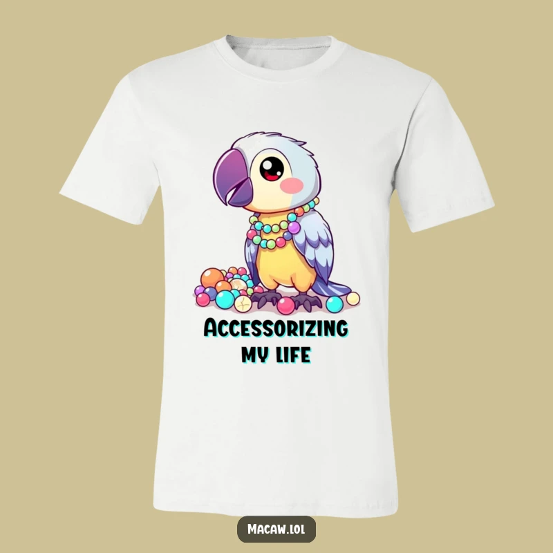 Funny Kawaii Macaw T-Shirt: Bead Collector Fun, Cute Tee, Gift