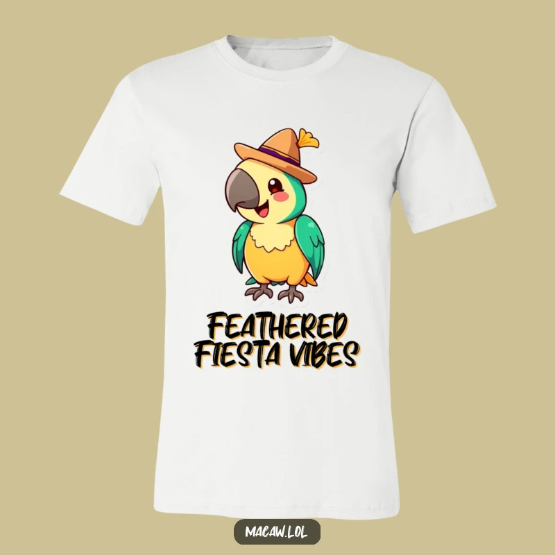 Funny Macaw Sombrero T-Shirt: Festive Greeting, Party Fun Tee, Gift