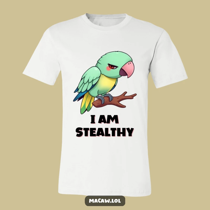 Funny Tiptoeing Macaw T-Shirt: Hilarious Bird Expression, A Great Silly Tee