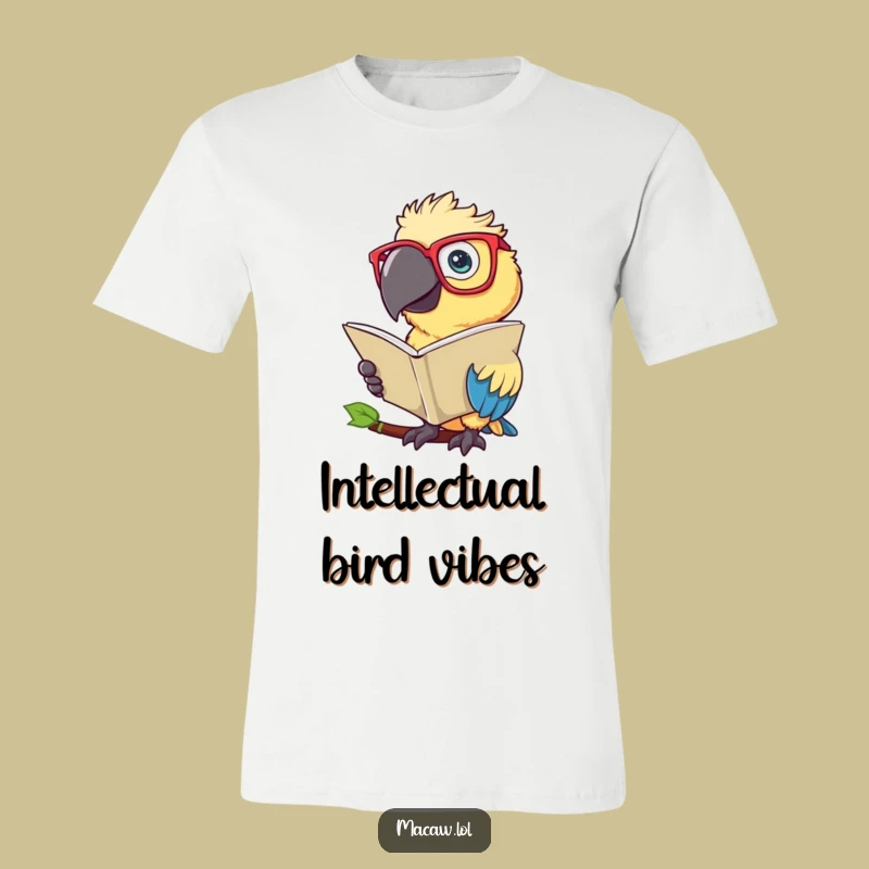 Funny Macaw Scholar T-Shirt: Intellectual Bird Tee for Bookworms