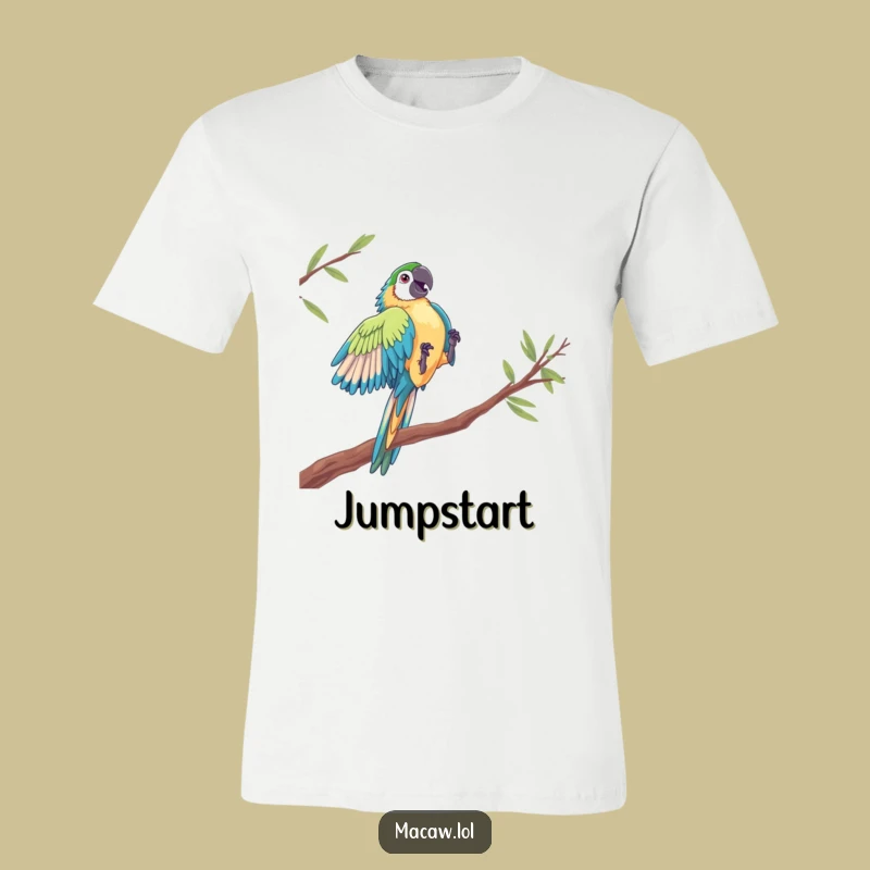 Funny Macaw Acrobat T-Shirt - Dramatic Bird Leap Tee Gift