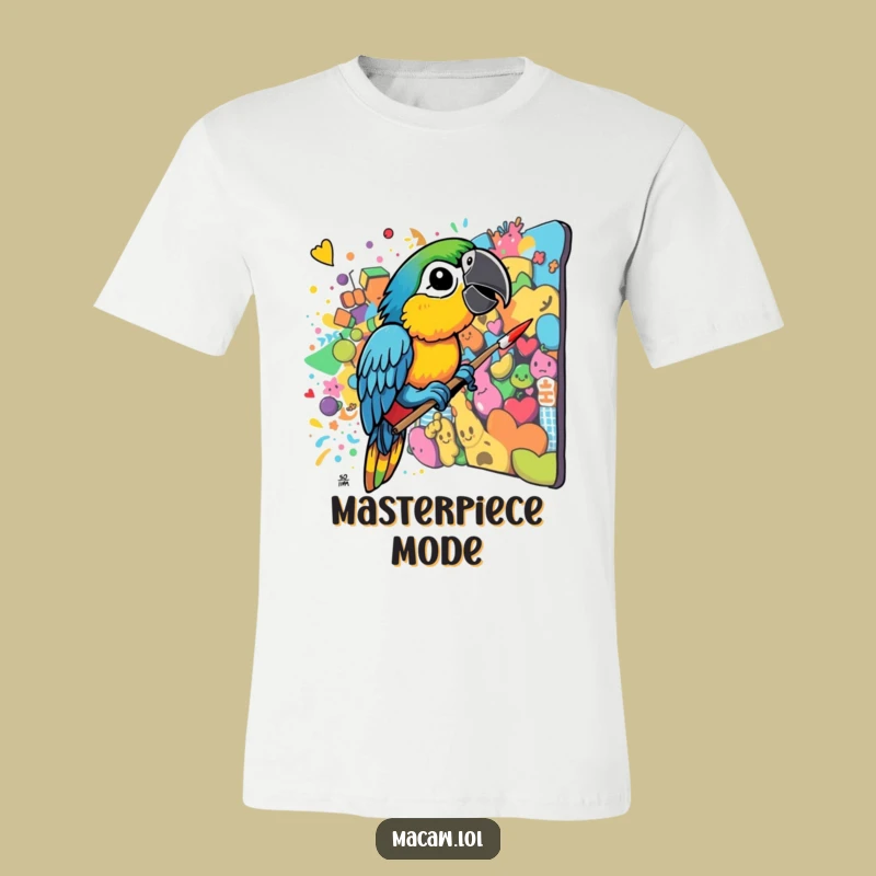 Funny Macaw Artist T-Shirt - Chaotic Colorful Mural Bird Tee Gift