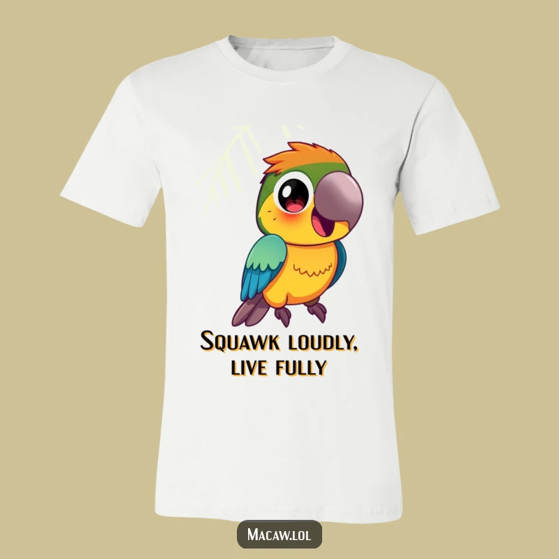 Funny Macaw T-Shirt: Vibrant Squawking Bird Graphic, Great Funny Gift
