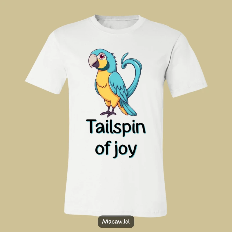 Funny Curly Tail Macaw T-Shirt: Playful Bird Design, Great Silly Tee