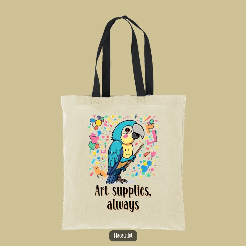 Funny Macaw Artist Tote Bag - Chaotic Mural Carry-All