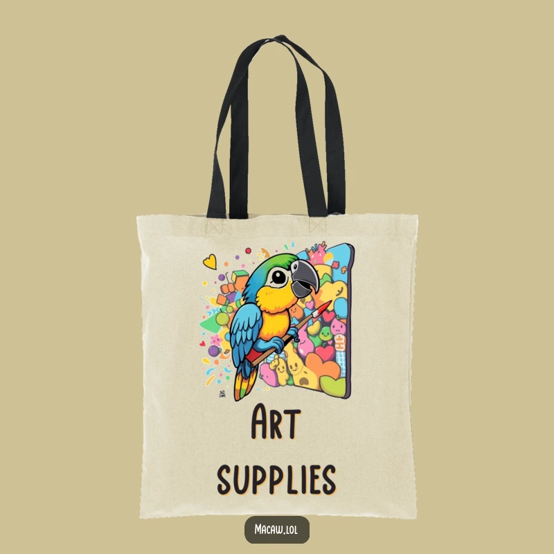Funny Macaw Artist Tote Bag - Chaotic Colorful Mural Bird Carryall Gift