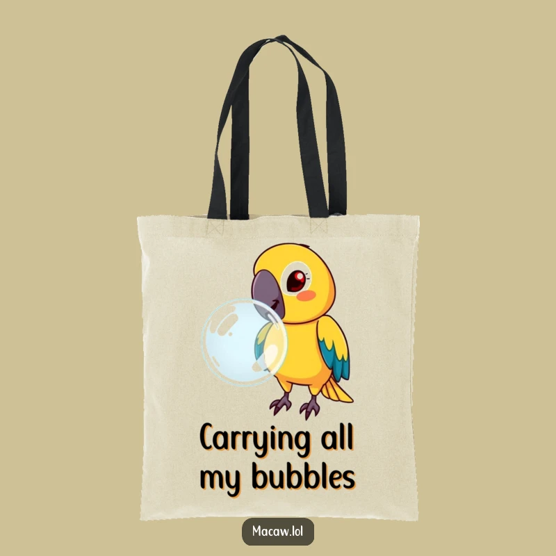 Funny Determined Macaw Bubble Tote Bag - Practical Humorous Accessory