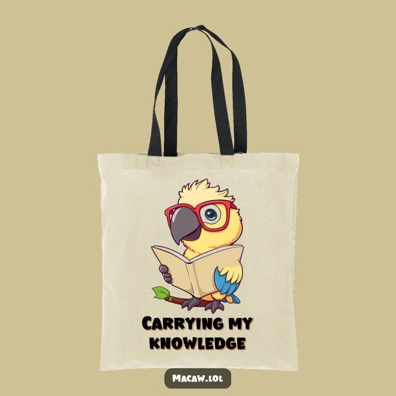 Funny Macaw Scholar Tote Bag: Carry Your Books and Wit