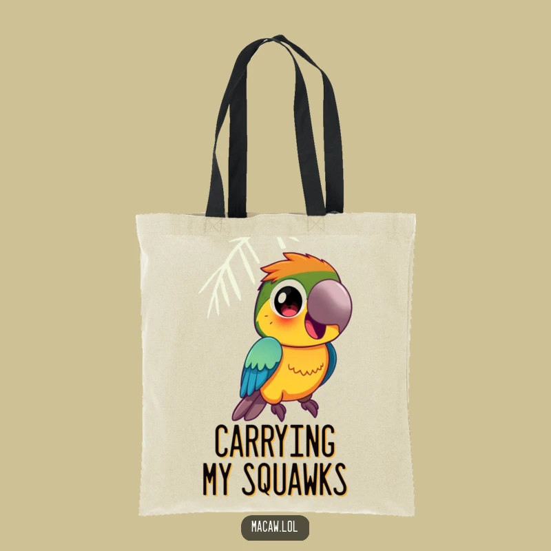 Funny Macaw Tote Bag: Vibrant Squawking Art, Chic Funny Gift