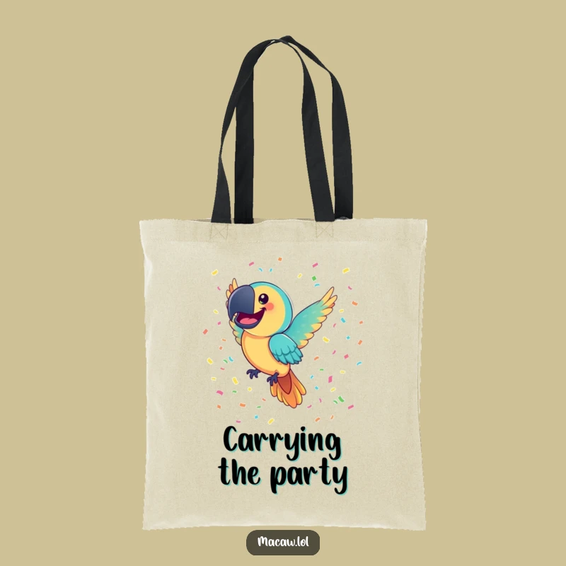 Funny Macaw Confetti Tote Bag: Joyful Bird Carrier, Practical Party Gift