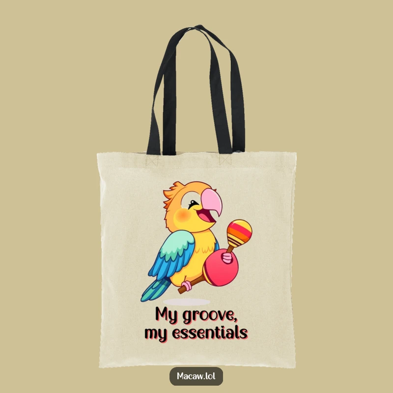 Funny Macaw Maraca Tote Bag - Cheerful Bird Carry-All